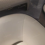 Warm Sand Leather Sofa Set with Natural Wood Veneer & Curved Silhouette